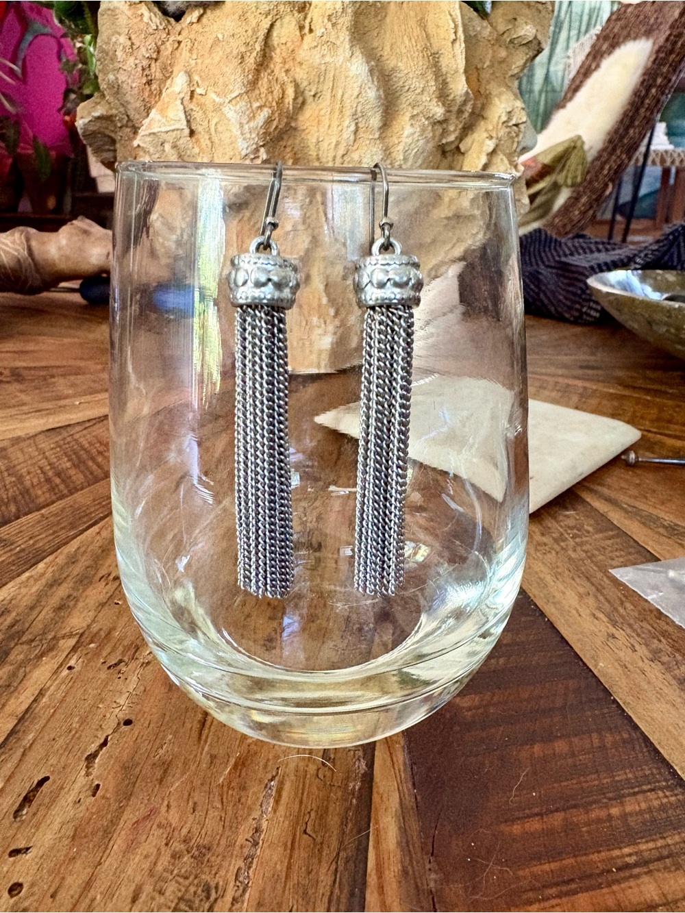 Elegant silver Tassel Chain Drop Earrings